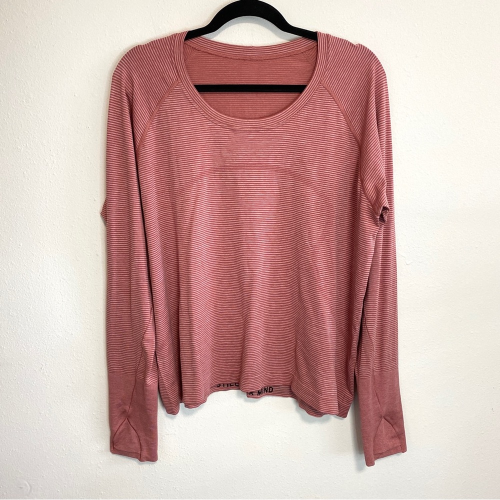 Lululemon Swiftly Tech Long Sleeve Shirt 2.0 Race Length Stripe Pink Size 20